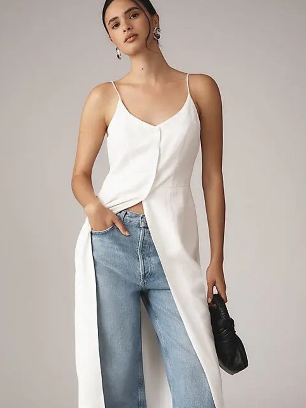 Sunday in Brooklyn White Draped Split-Hem Cami Top